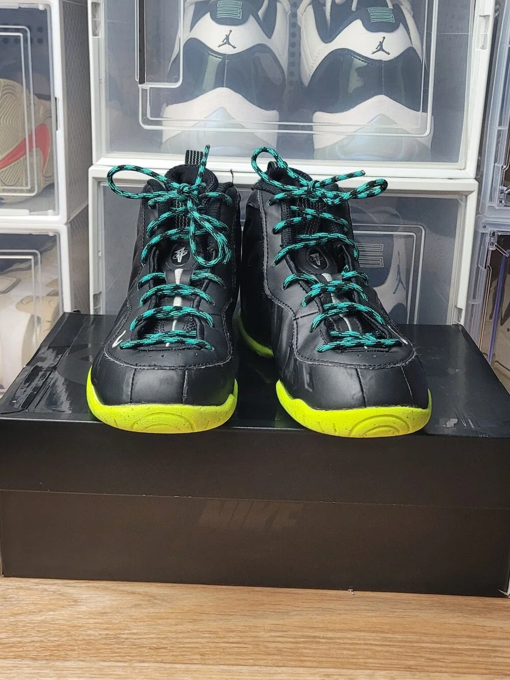 Nike Little Posite One Emerging Powers Kids PS Sz 1Y Black/Volt DZ2853-001